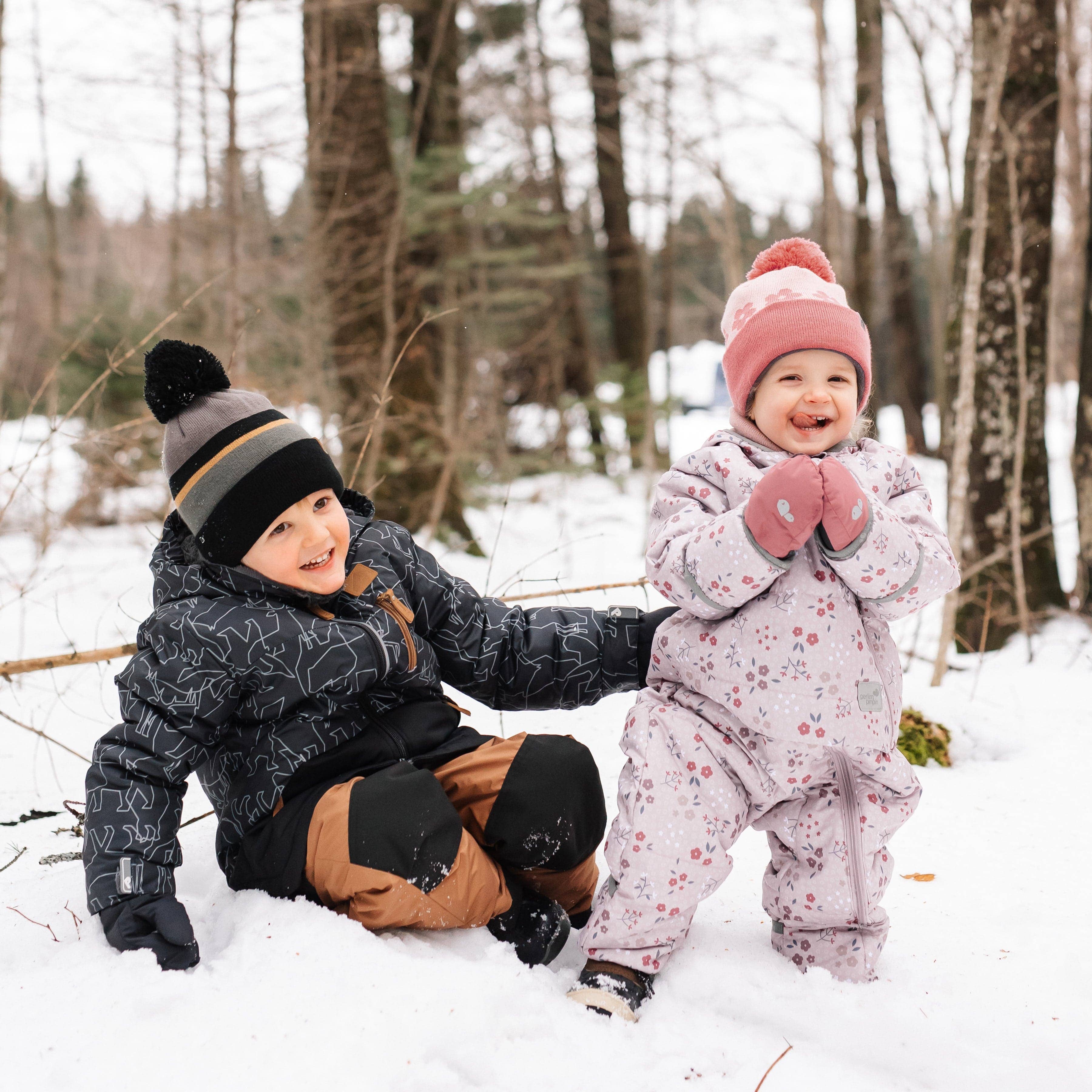 Perlimpinpin - Wholesale Snow Suit - Kids - Two piece kid snowsuit - Animals, black & cumin3