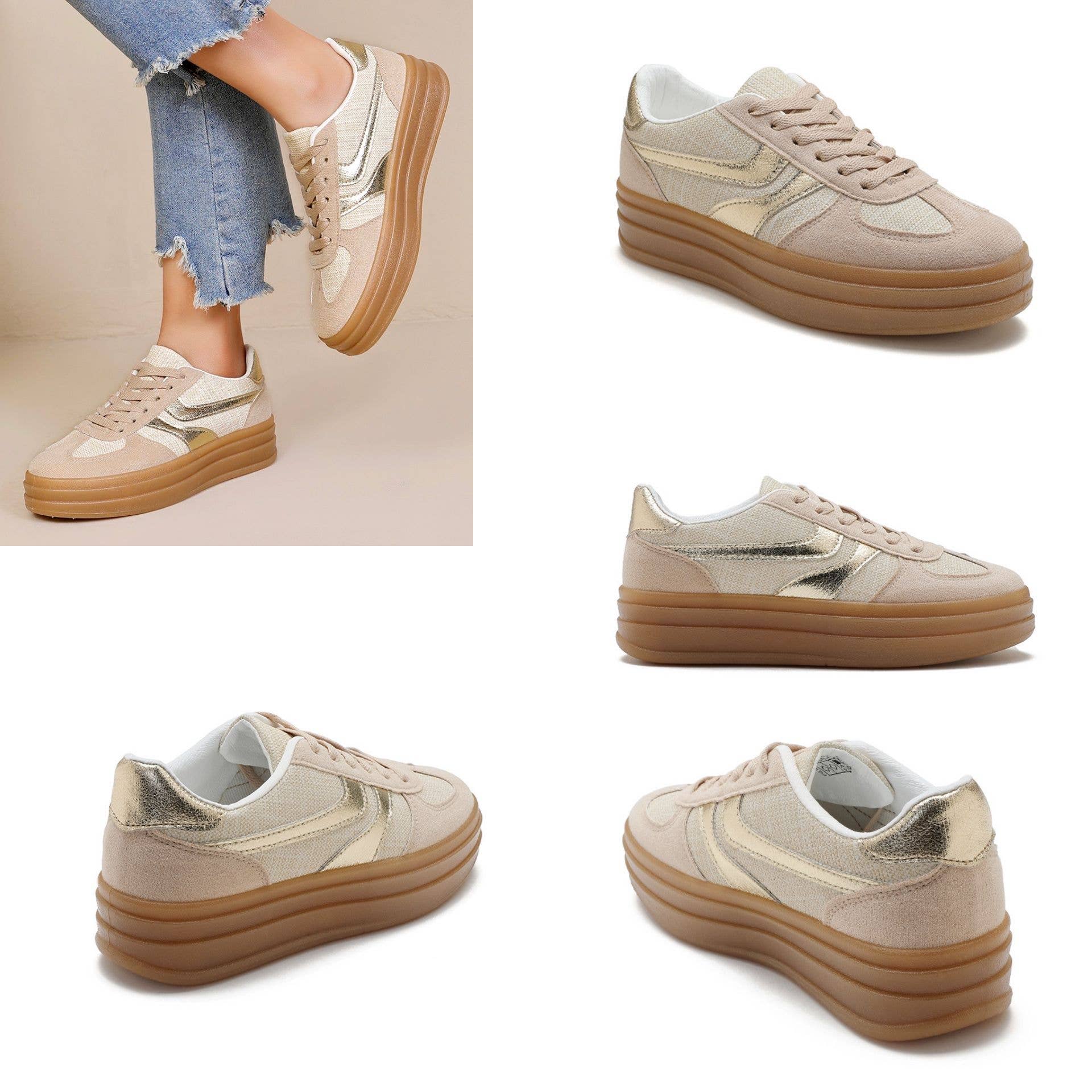 No Doubt Shoes - Wholesale Lifestyle Sneakers - Women's - WOMEN'S PLATFORM FAUX SUEDE LACE UP GUM SOLE SNEAKERS 10