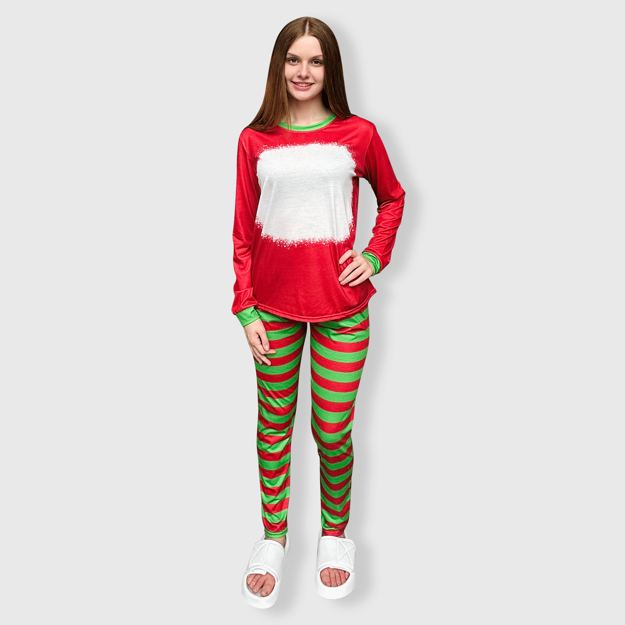 ILTEX Apparel - Wholesale Sleepwear Set - Women's - Christmas FAUX Bleached Red Green Family Pajama Set (Kids & Adult)4