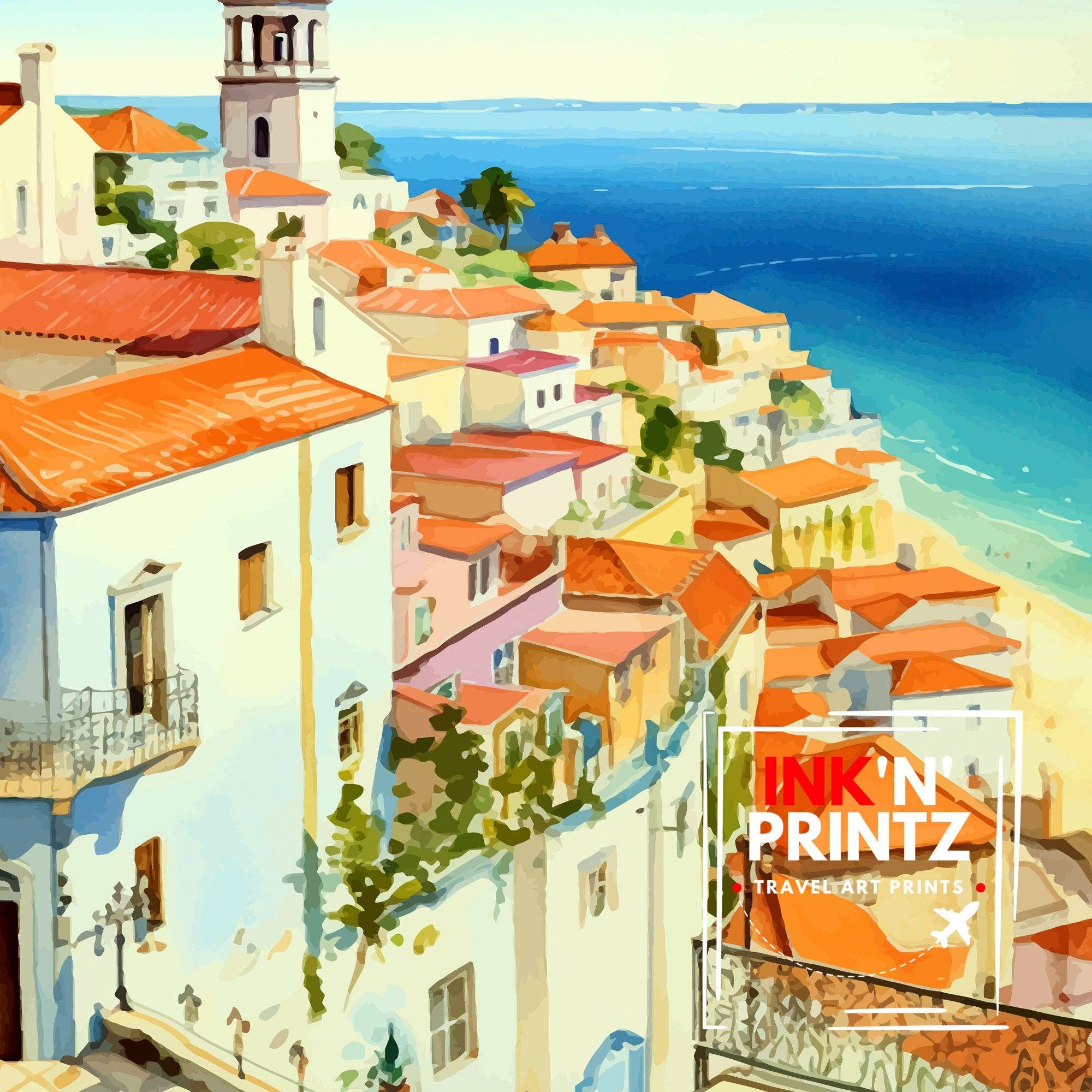 InkNPrintz – wholesale Art print – Nazare Portugal Travel Poster Nazare7