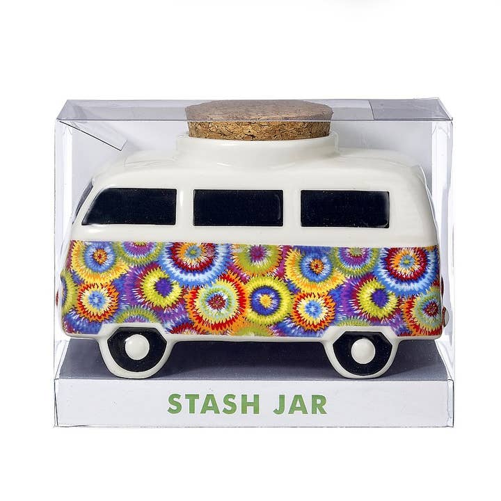 Fashioncraft - Wholesale Decorative Jar - Vintage Bus Stash Jar - Colorful Flower Burst Design