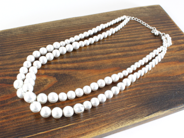 Pretty Persuasions - Wholesale Beaded/Pearl Necklace - N23010 Two Layers Large Bead Necklace1