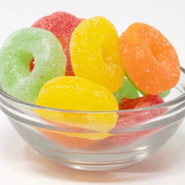 O'Shea's Candies Sweet Shop - Wholesale Gummy - Gourmet Fruit Rings 🍒 🍊 🍋 Sanded Rings 3/4 Pound Flaire