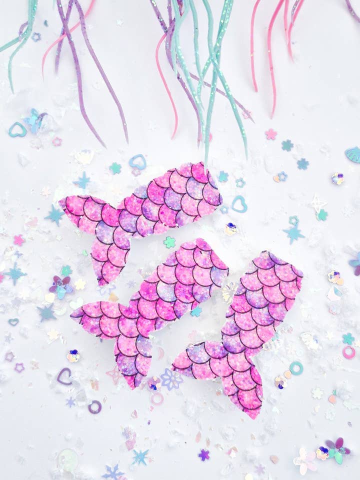Mermaid Tail Clip-Pink and Violet Scales Wholesale for wholesale by Dainty Delights Creations