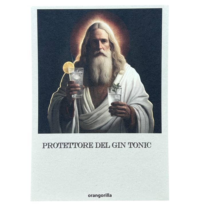 CARTOLINA SANTO PROTETTORE DEL GIN TONIC  per la vendita all'ingrosso da parte di Orangorilla