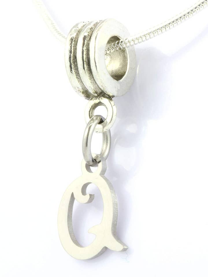 Dave The Bunny Q Necklace | Stainless Steel Charm Letter Q Necklace for Women or Initial Q Necklace for Men Otherwise Known as Monogram Necklace Q Necklace Initial for wholesale by Dave The Bunny