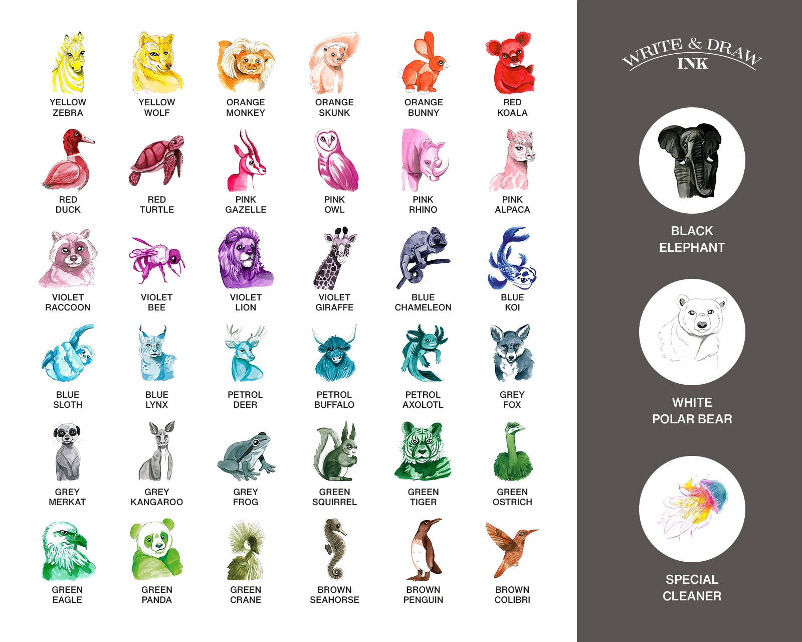 Octopus Concept GmbH – wholesale Writing ink – Write and Draw Ink Set 38x50ml1