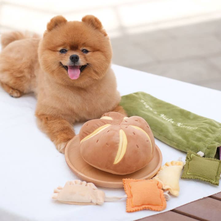 Pups & Bubs - Wholesale Pet Plush Toy - Dog - Cheesy Bread Nosework Enrichment Toy | Silent5