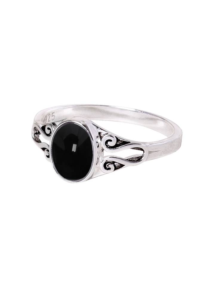 Bague en argent sterling et onyx noir Bali - SS pour la vente par Zoey Simmons