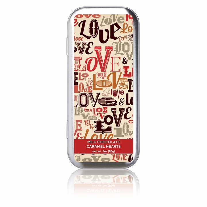 I Love You! - Milk Chocolate Caramel Hearts (3oz) for wholesale by The San Francisco Chocolate Factory