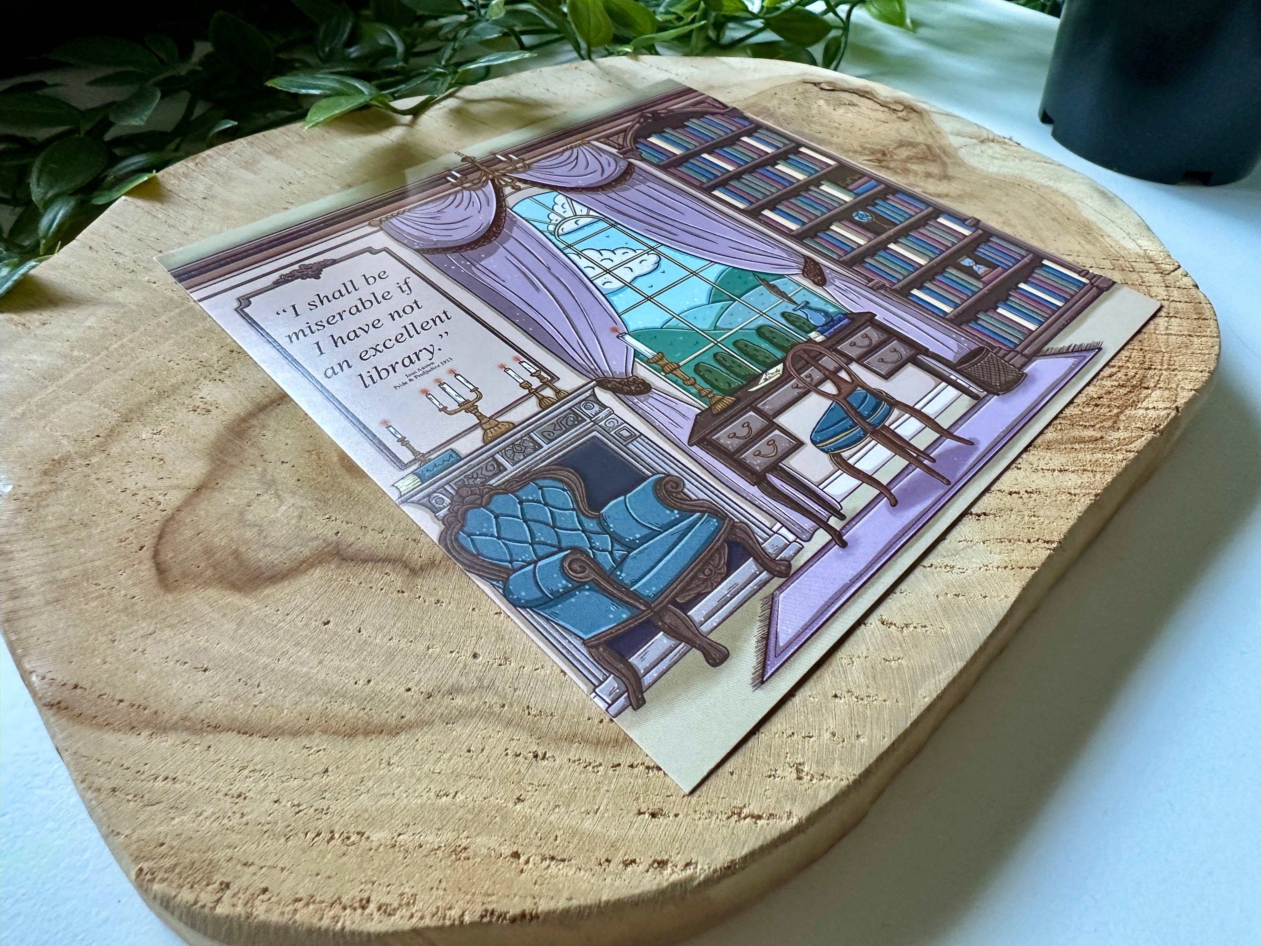 Magic&Books - Wholesale Postcard - Pride & Prejudice Library Quote Postcard1