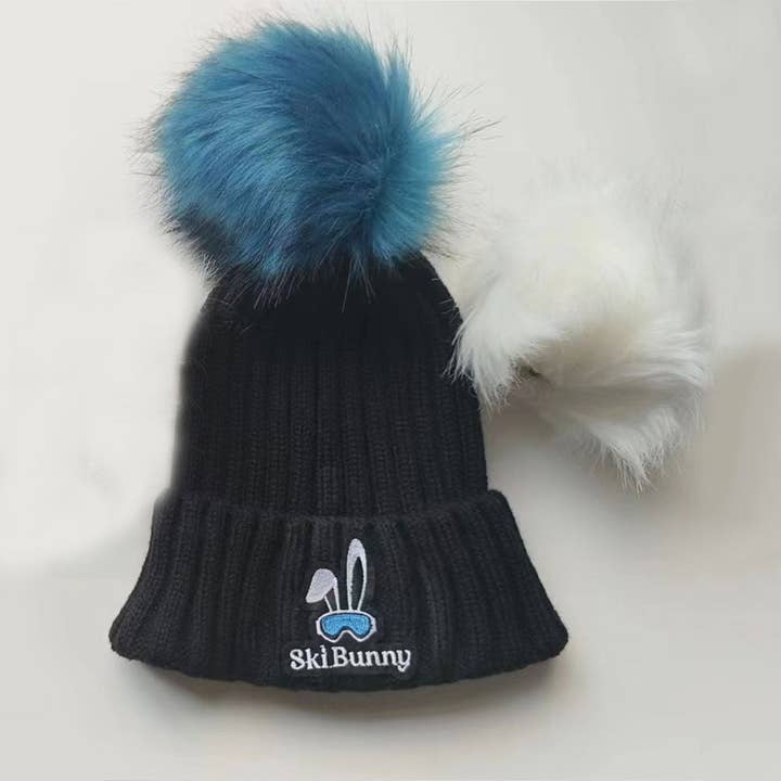 AHDORNED - Wholesale Beanie - Women's - Faux Fur Pom Pom Ski Bunny Hat2