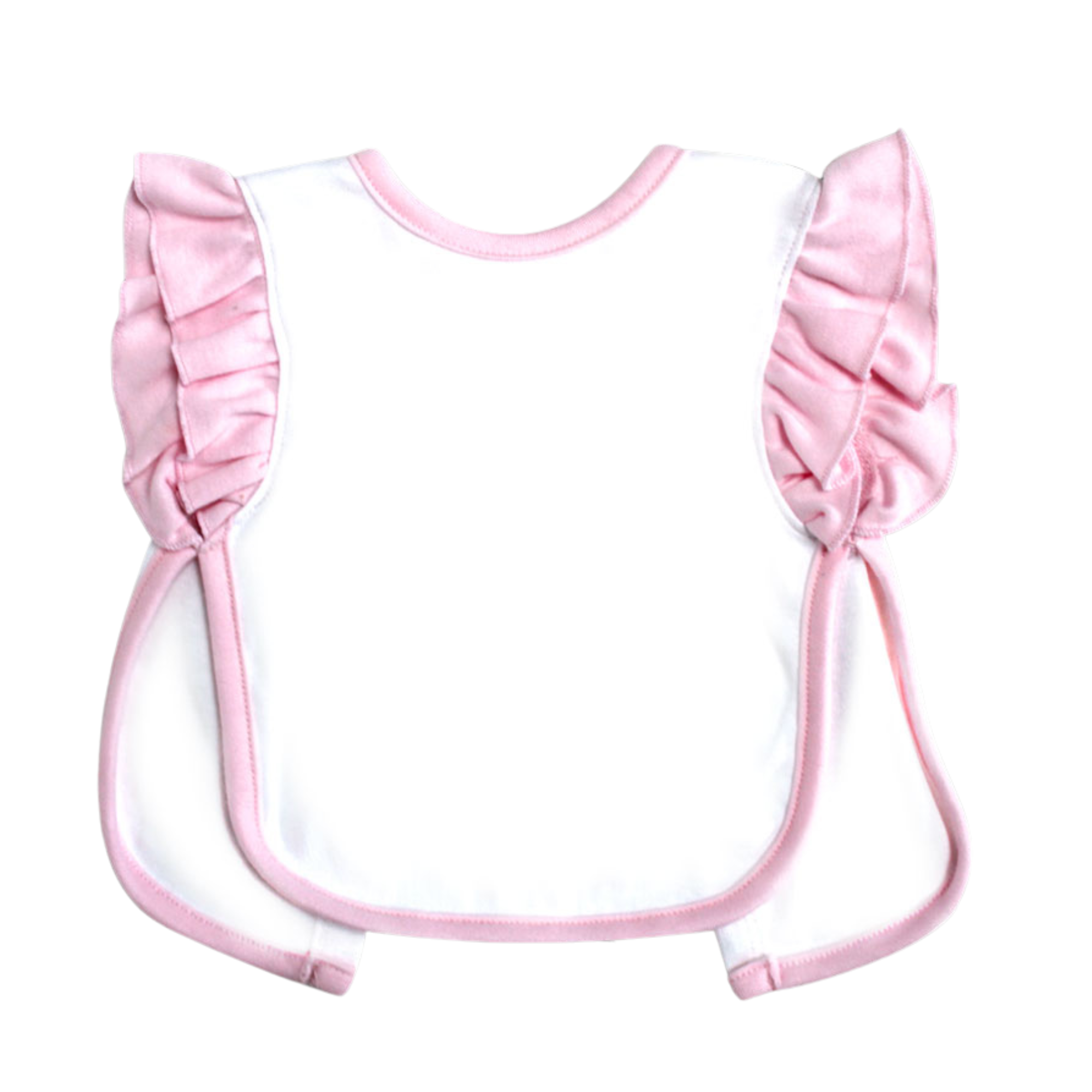 Laughing Giraffe - Wholesale Bib - Baby - Infant Baby Girl White W/ Pink Trim Ruffle Apron Bib 6-PACK3