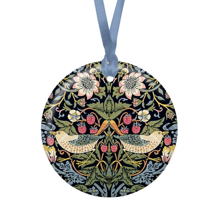 William Morris Strawberry Thief Porcelain Keepsake Ornament – Flat Ceramic, Gift-Ready for wholesale by RainCaper