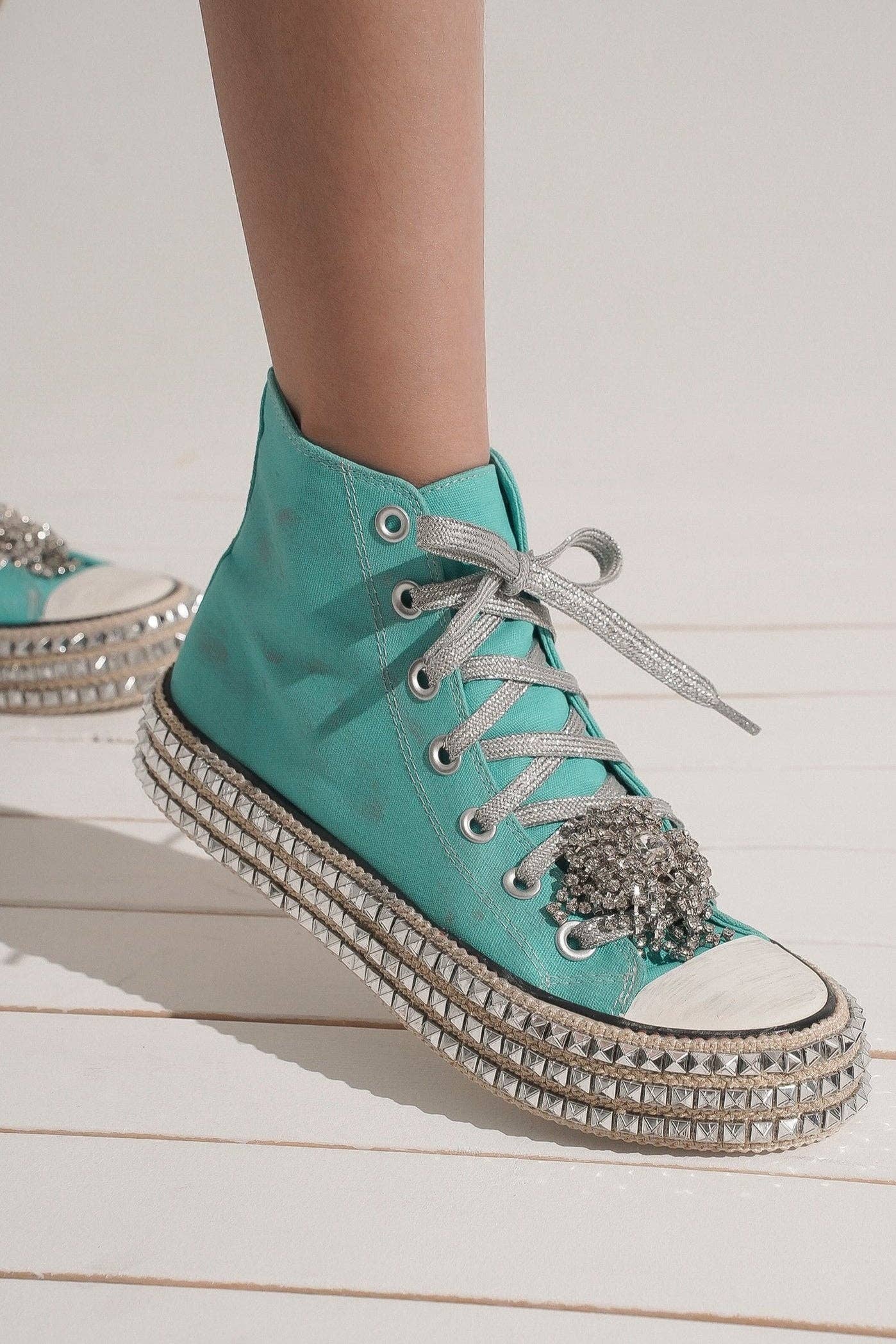 CCOCCI - Wholesale Lifestyle Sneakers - Women's - ASH-01 BEDAZZELED DECOR ROCKSTUD PLATFORM HIGH TOP SNEAKERS32