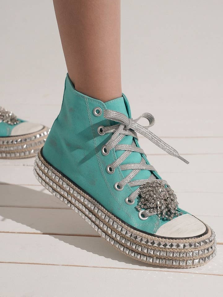 CCOCCI - Wholesale Lifestyle trainers – Women′s - ASH-01 BEDAZZELED DECOR ROCKSTUD PLATFORM HIGH TOP SNEAKERS32