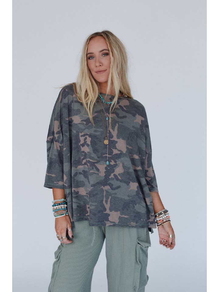 Three Bird Nest - Wholesale T-Shirt - Women's - Country Girl Camo Top - Army