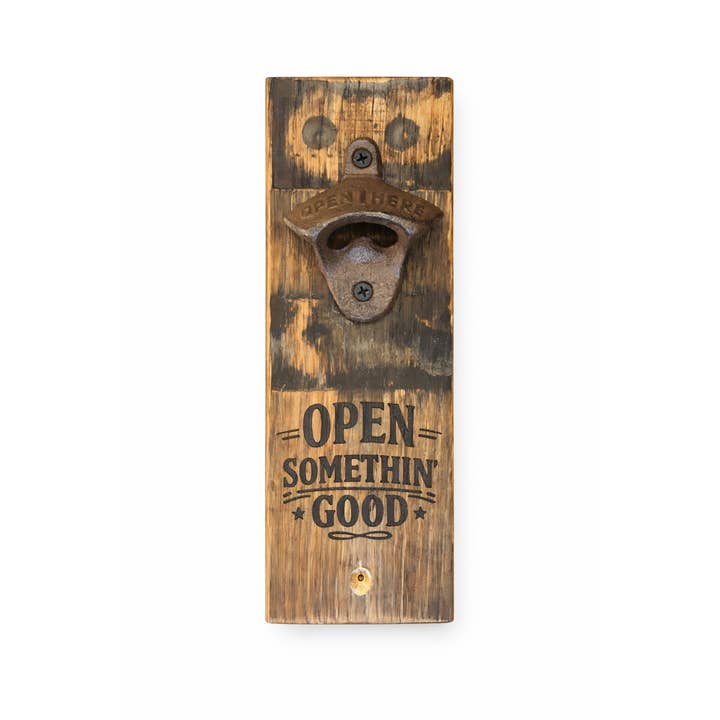 Engraved Whiskey Stave Bottle Opener // Wall Mount for wholesale by Jus Sayin'