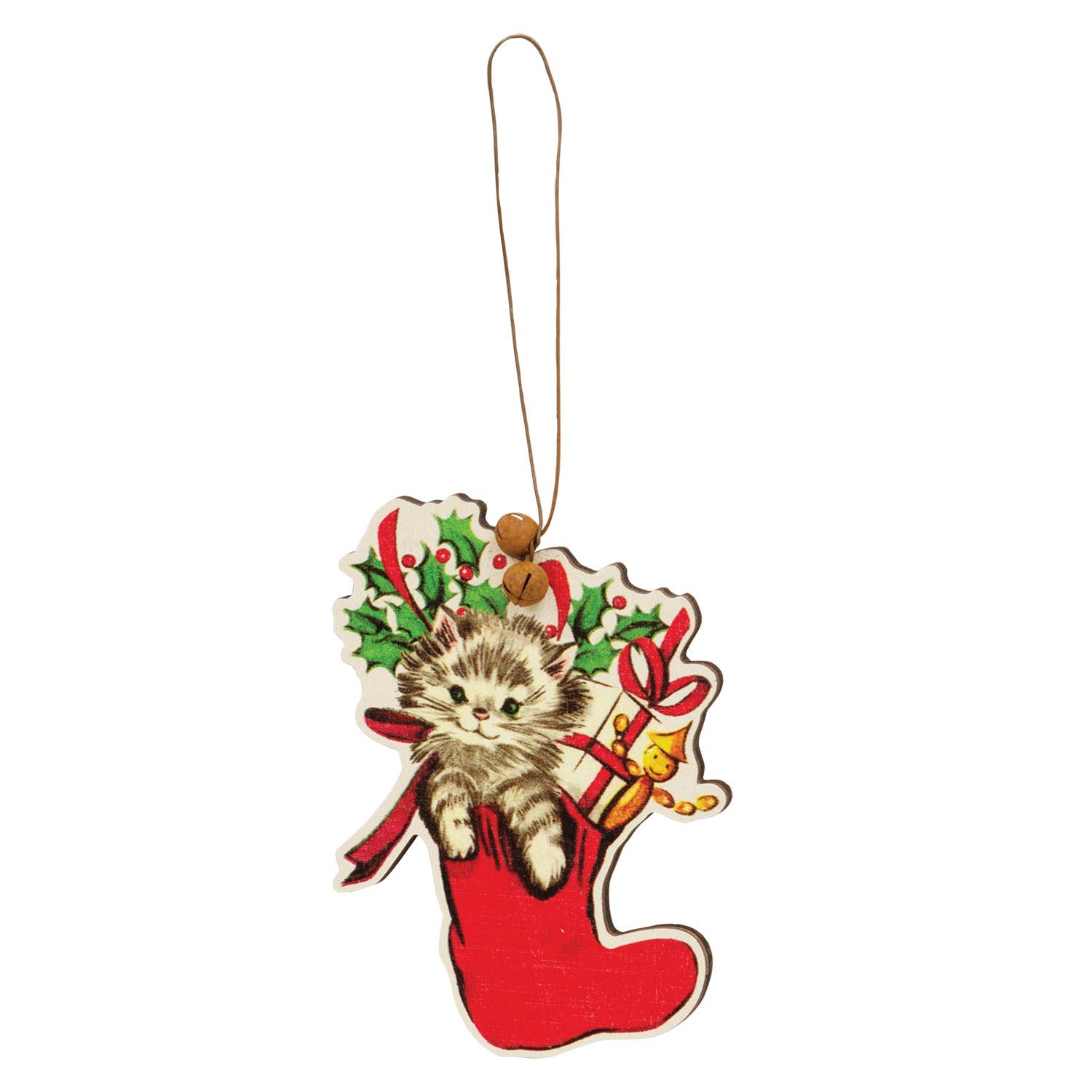 Col House Designs - Wholesale Ornament - 4/Set - Retro Look Wooden Puppy, Kitten, & Reindeer Ornament4