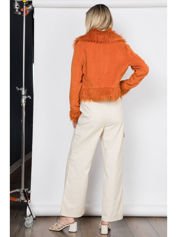 26 International - Wholesale Jacket - Women's - Faux Fur Trim Corduroy Jacket17