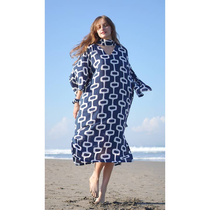 Vestido caftán EcoDeluxe | Space Indigo para venta al por mayor de Balizen Direct from Bali