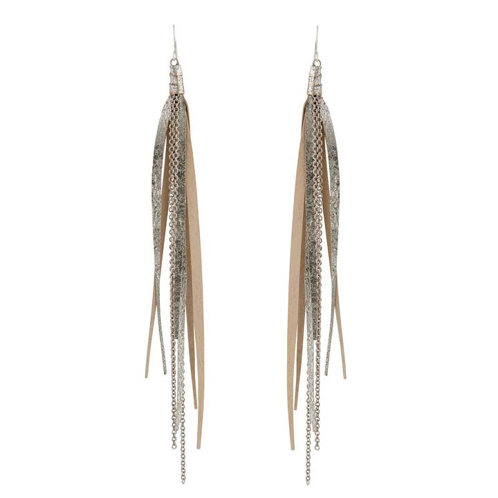 Tassel & Chain Earrings In Katie and Silver for wholesale by Presh