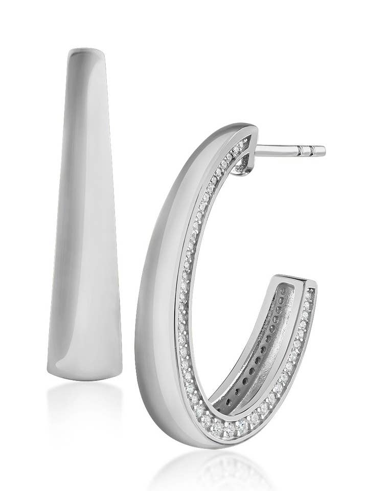 Polish Hoop Ear with CZ Accent for wholesale by CZ by Kenneth Jay Lane