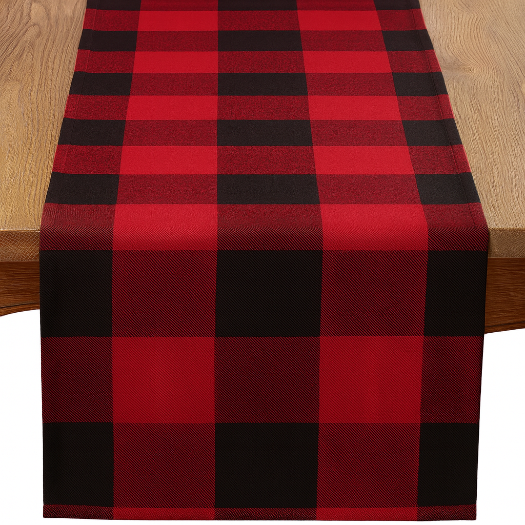 Fennco Styles - Wholesale Table Runner - Buffalo Check Cotton Black-Red Table Runner0