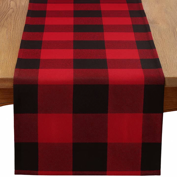 Fennco Styles - Wholesale Table Runner - Buffalo Check Cotton Black-Red Table Runner