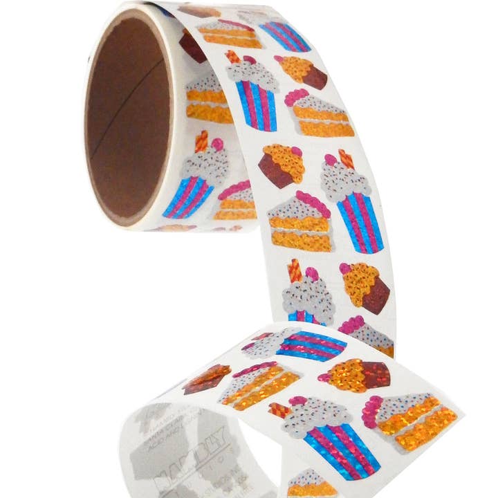 Ice Cream Soda And Cake Stickers - Prismatic Bulk Roll for wholesale by Jillson & Roberts