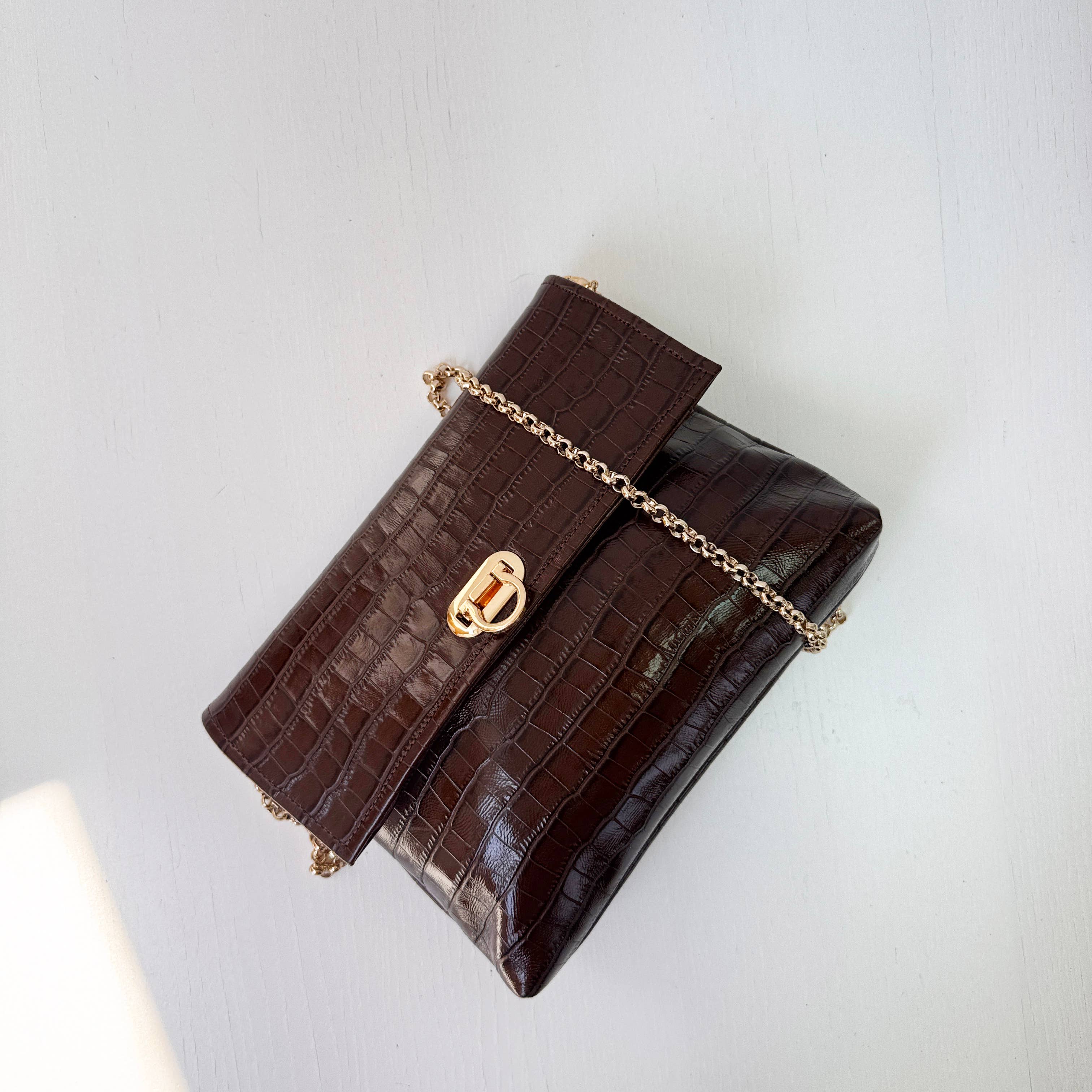 THE CODE – Bolsa - Mulher por atacado – Clutch Sobre Greta em castanho chocolate4