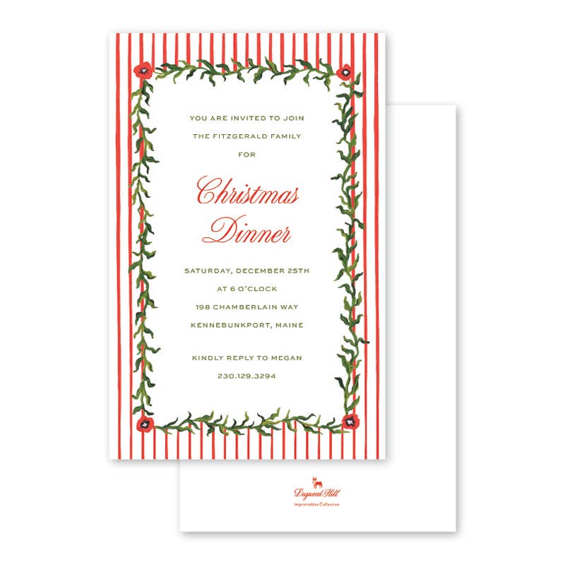 Holiday Poppies Stripes Bulk Invitation for wholesale by Dogwood Hill