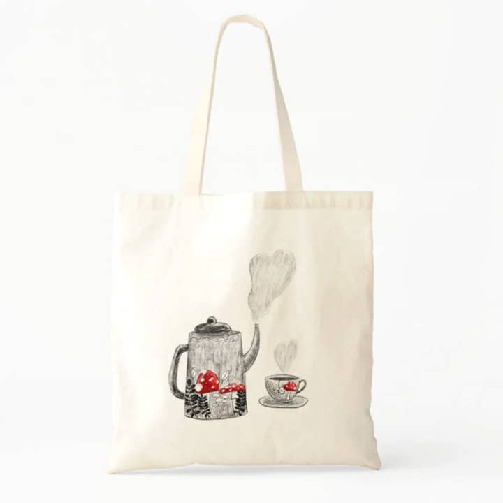 Tas met paddestoelen en theepot voor wholesale door Forest & Fauna Paper Co.