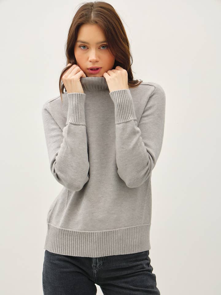 Be Cool - Wholesale Knit Sweater - Women's - CLASSIC MOCK NECK SWEATER WITH SHOULDER PANEL