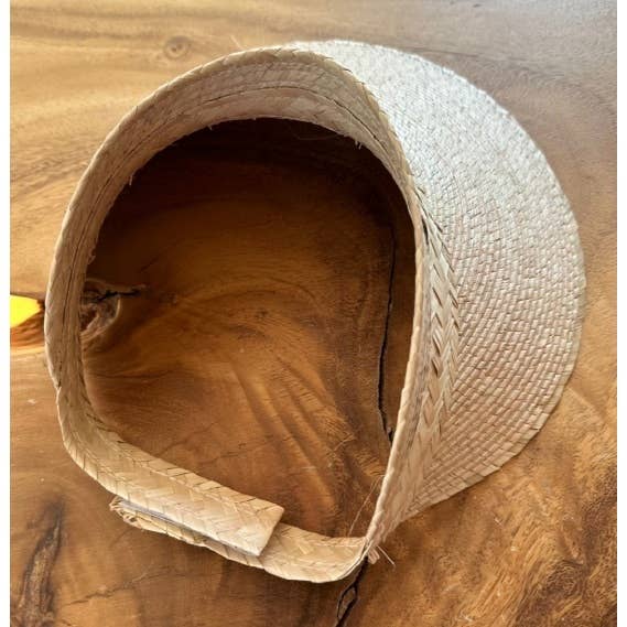 Natural palm leaf sun visor with a generous 5-inch brim for wholesale on Faire6
