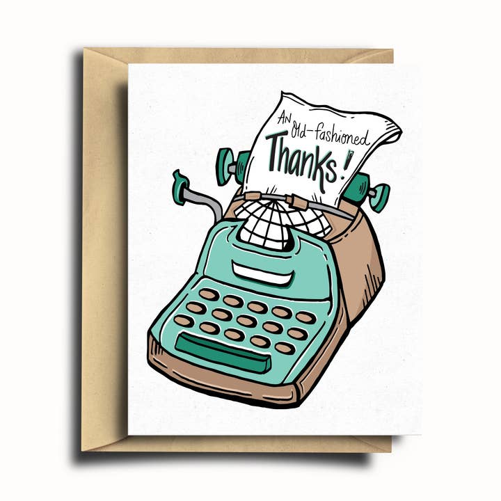 Typewriter Thank You Card for wholesale by SOMETHING OF A DANDY