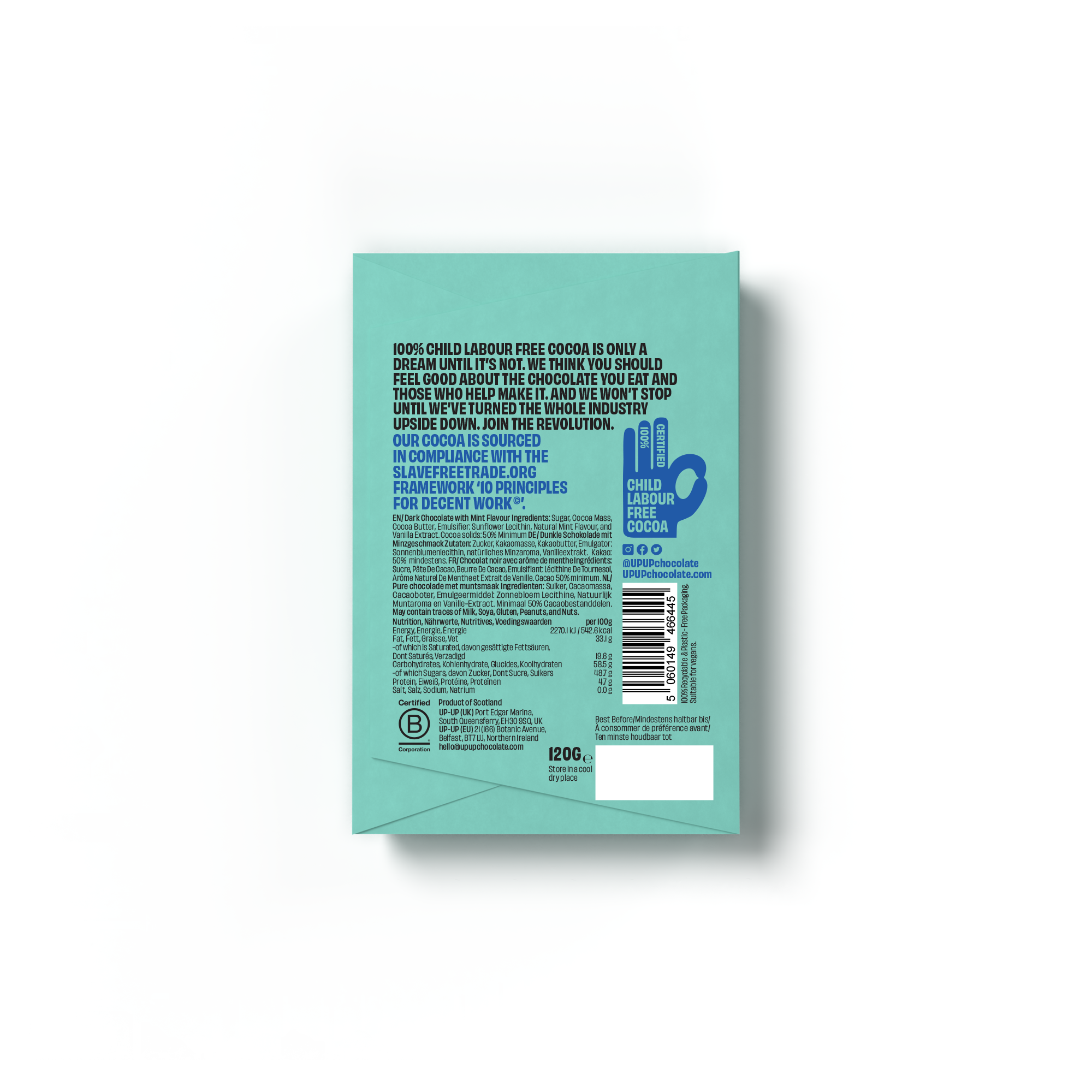 UP-UP Chocolate [No duties when shipping to US!] - Vente Barre chocolatée - Tablette de Chocolat Noir à la Menthe Sauvage 120G/4.2OZ7