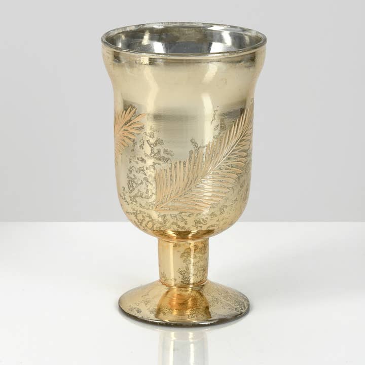 Jamali Garden - Wholesale Vase - 6in Gold Etched Goblet Vase