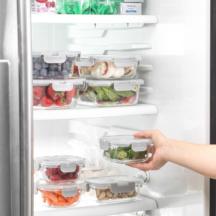 JoyJolt - Wholesale Food Storage Container - JoyFul 12 Glass Storage Containers With Grey Leakproof Lids