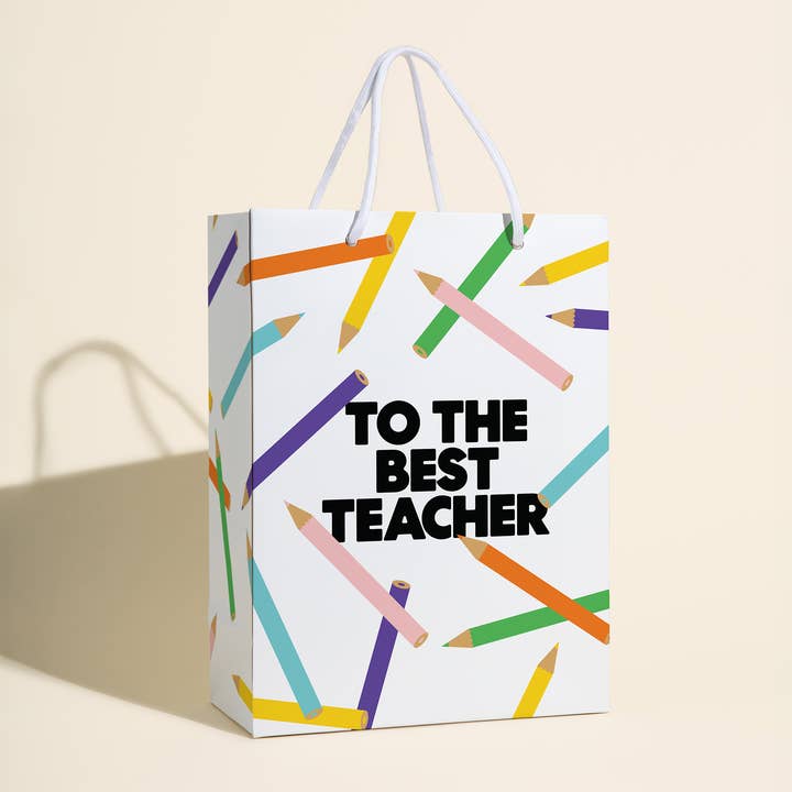 To The Best Teacher Color Pencils Gift Bag for wholesale by paper&stuff