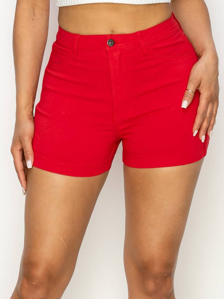 SH-300 HIGH WAISTED SUPER-STRETCH WOMEN'S COLORED SHORTS for wholesale by Denim Zone U.S.A.
