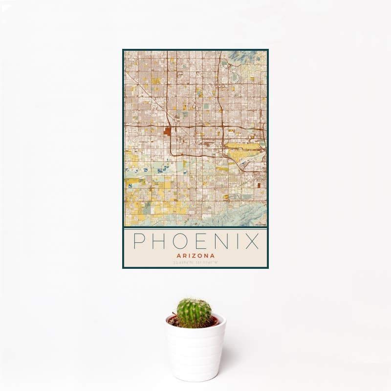 JACE.design - Wholesale Art Print - Phoenix AZ Map Print Woodblock0