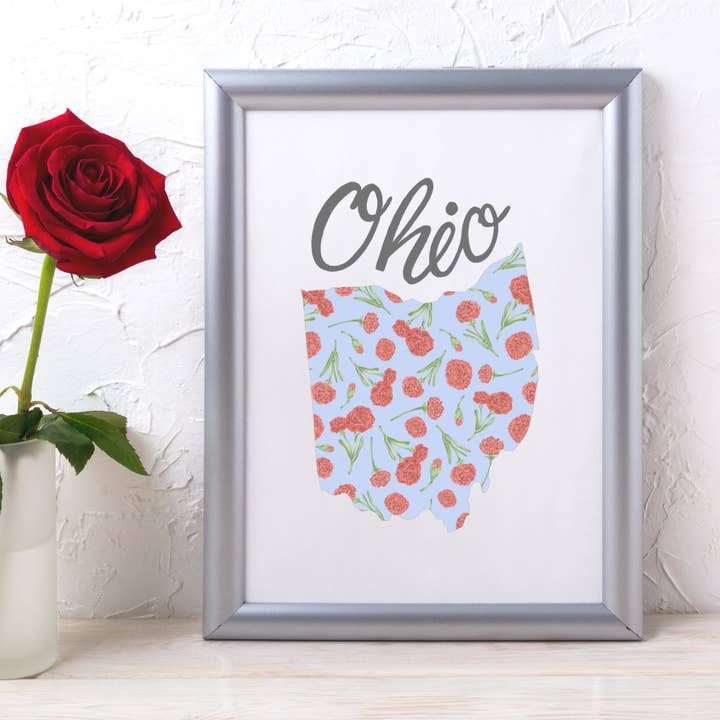Ohio State Map Art Print for wholesale by Erica Catherine Illustration