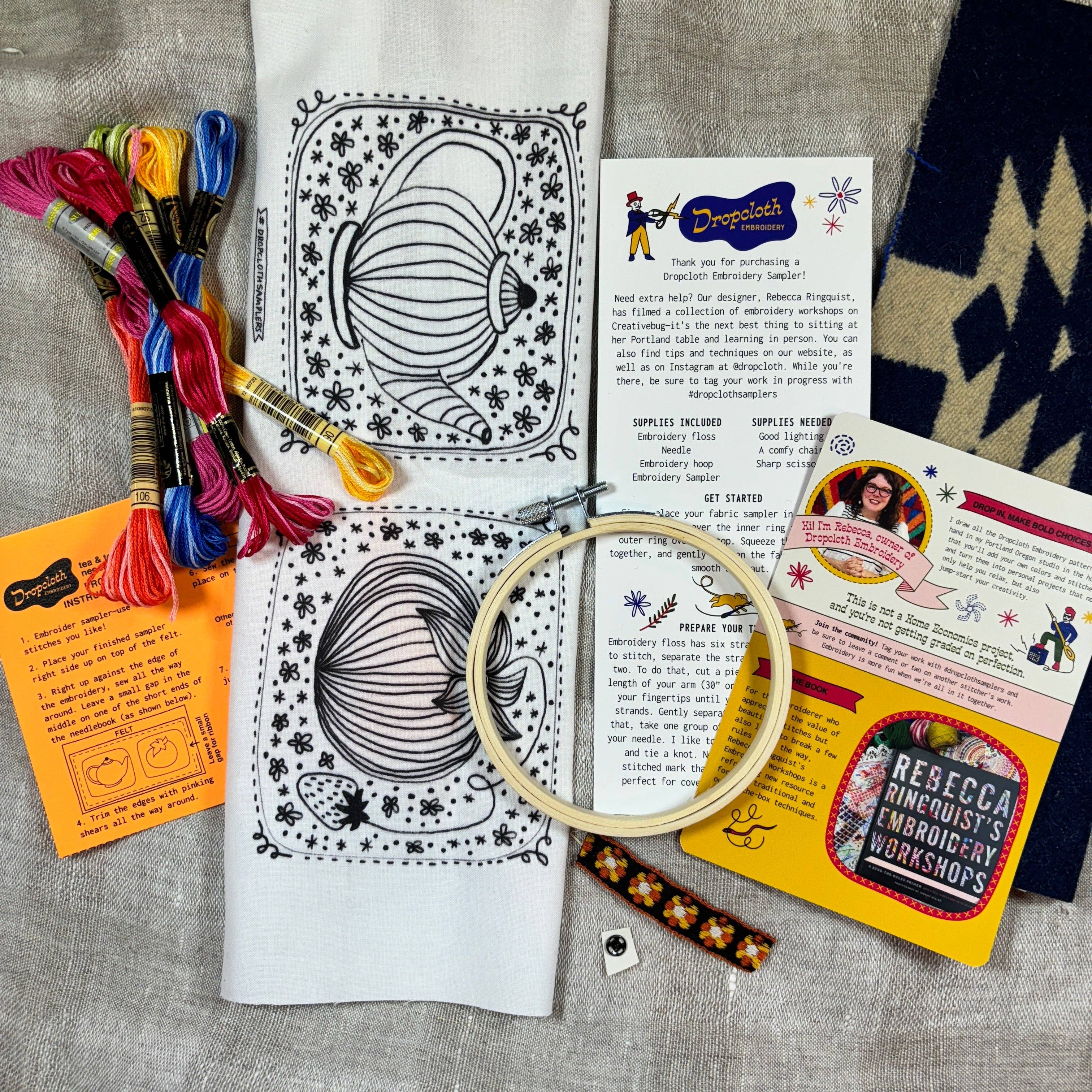 Dropcloth Samplers - Wholesale Embroidery/Cross Stitch Supplies - Tea & Tomato Needle Book Embroidery Kit4