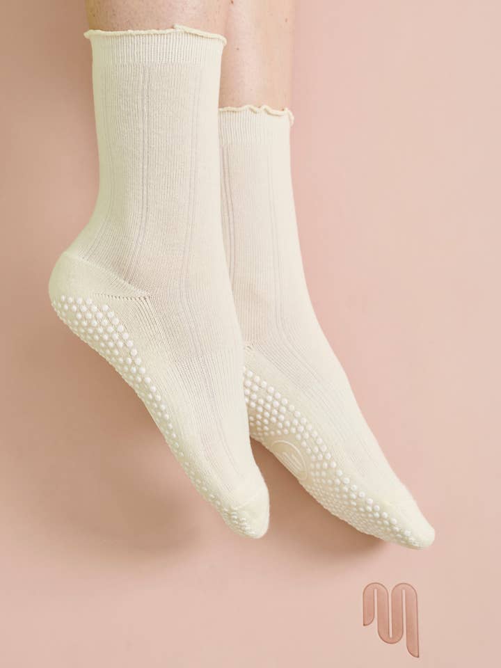 Meias de Tripulação com Aderência Antiderrapante - Frill de Creme de Manteiga por atacado de MoveActive