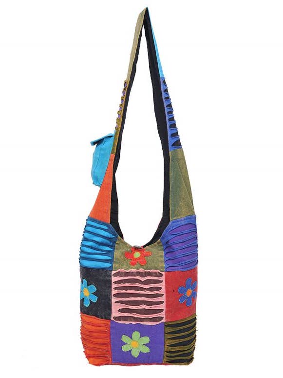 Floral and Razor Bohemian Hippie Boho Crossbody Hobo Bag for wholesale by The Collection Royal / Royal Handicrafts