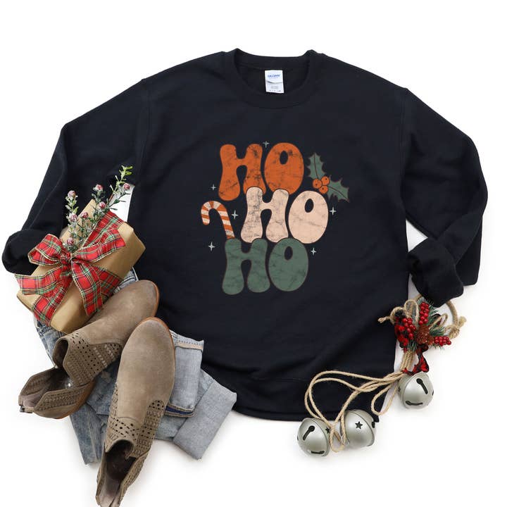 Retro Ho Ho Ho | Sweatshirt | Christmas for wholesale by Olive And Ivory Wholesale