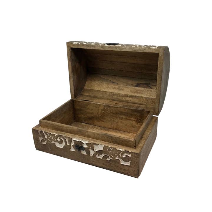 Wilco Home - Wholesale Decorative Box - Spring Carved Wood "Flower Garden" Hinged Box Table Chest7