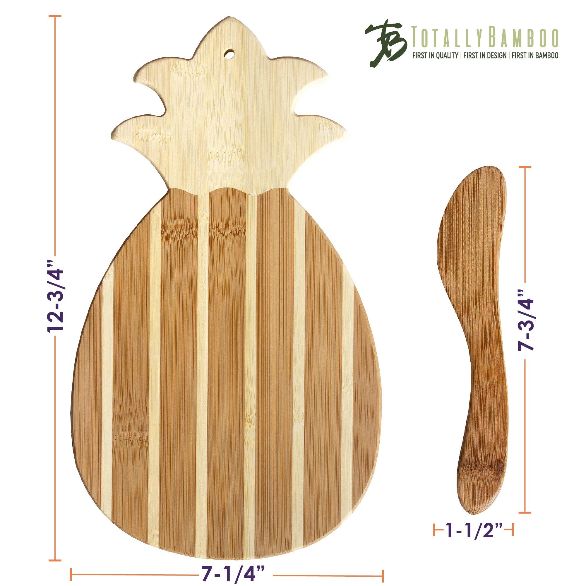 Totally Bamboo - Wholesale Cheese Board - Pineapple Shaped Charcuterie Board & Cheese Spreader Set6