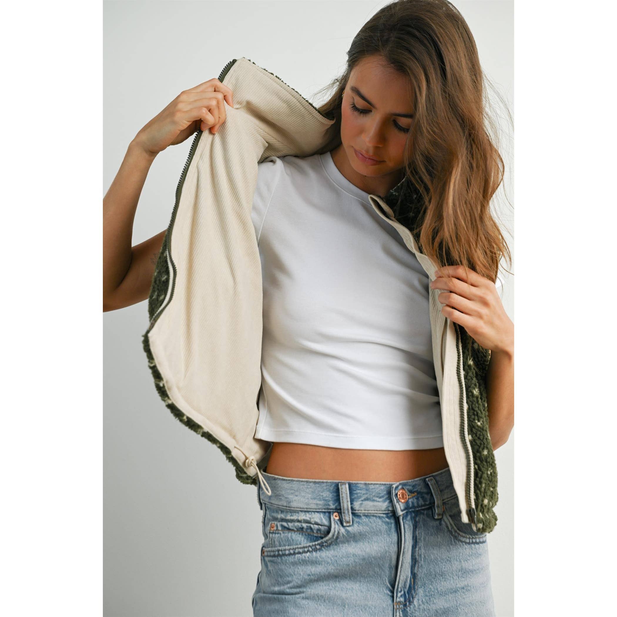 BUTTERMELON - Wholesale Jacket - Women's - Floral Fleece Sleeveless Vest - BMJ784935